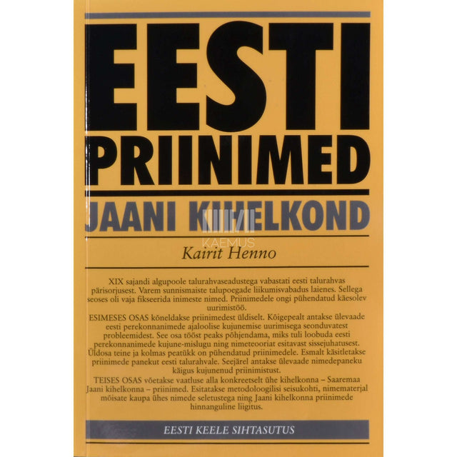 Kairit Henno - Eesti priinimed. Jaani kihelkond