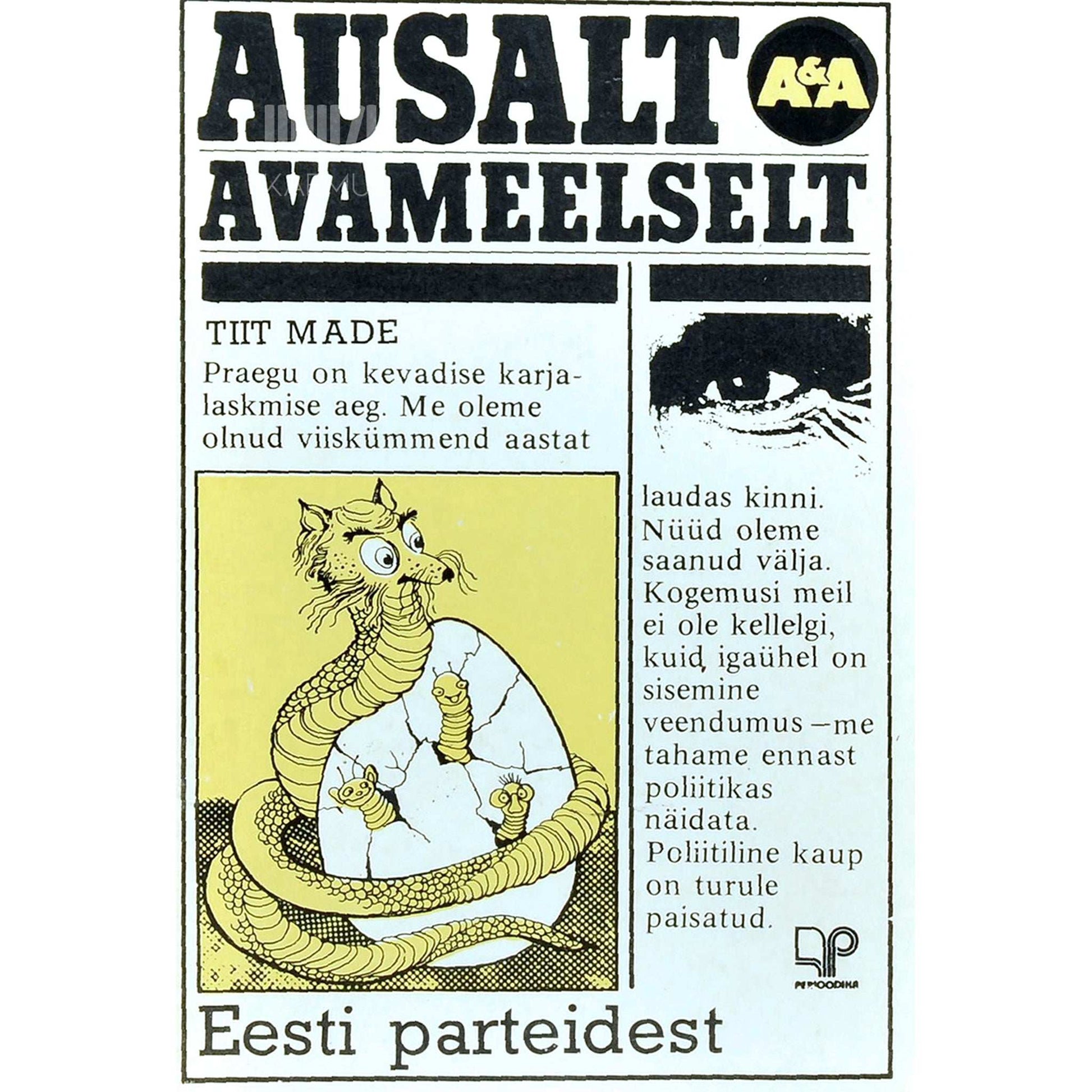 ... - Ausalt ja avameelselt Eesti parteidest 1. osa. Eesti Sotsiaal-Demokraatlik Iseseisvuspartei, Eesti Demokraatlik Tööerakond, Eesti Kristlik Demokraatlik Erakond jt.