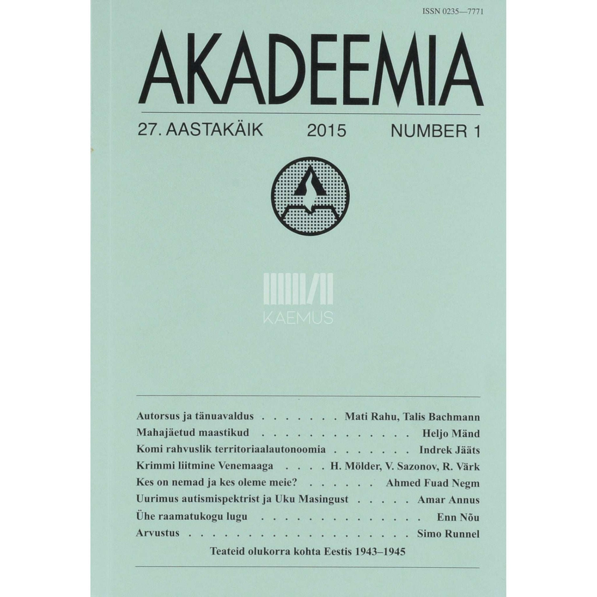 ... - Akadeemia 1/2015