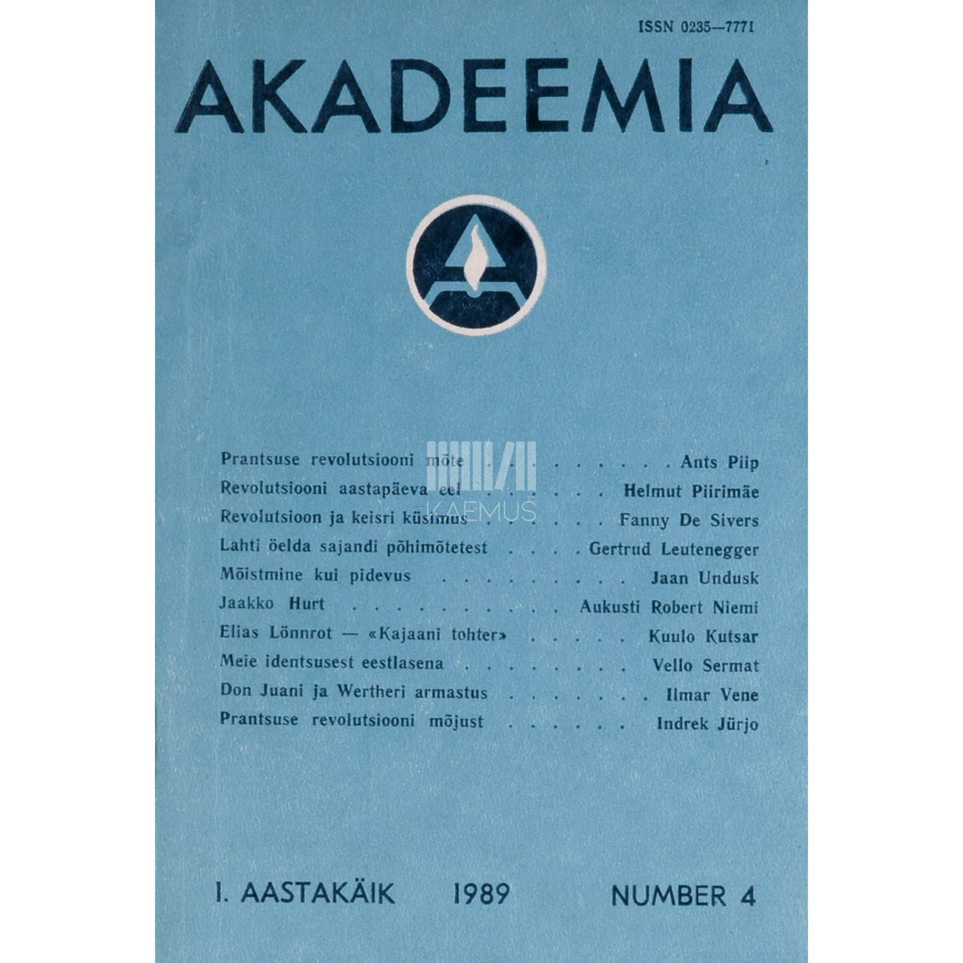 … - Akadeemia 4/1989