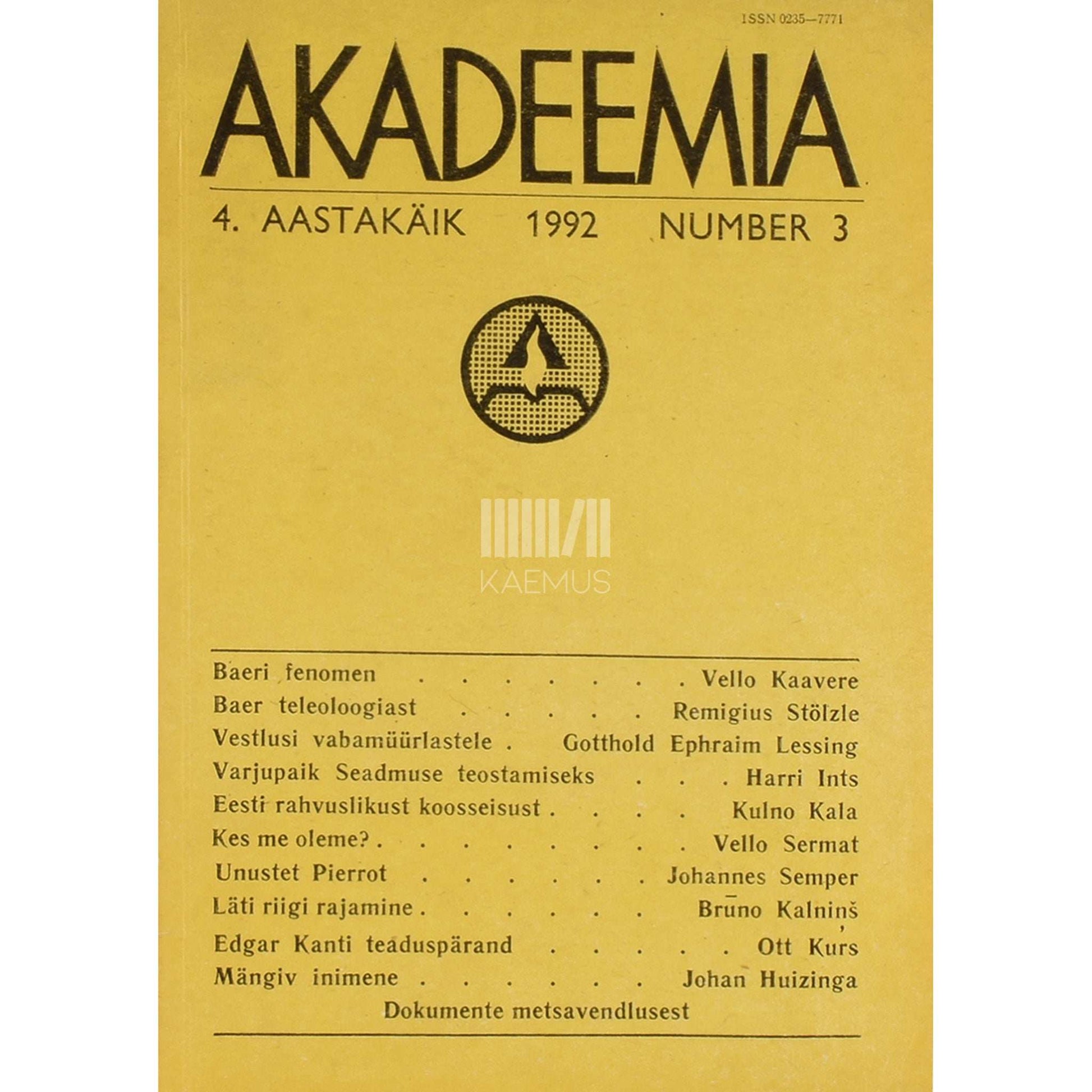 … - Akadeemia 3/1992