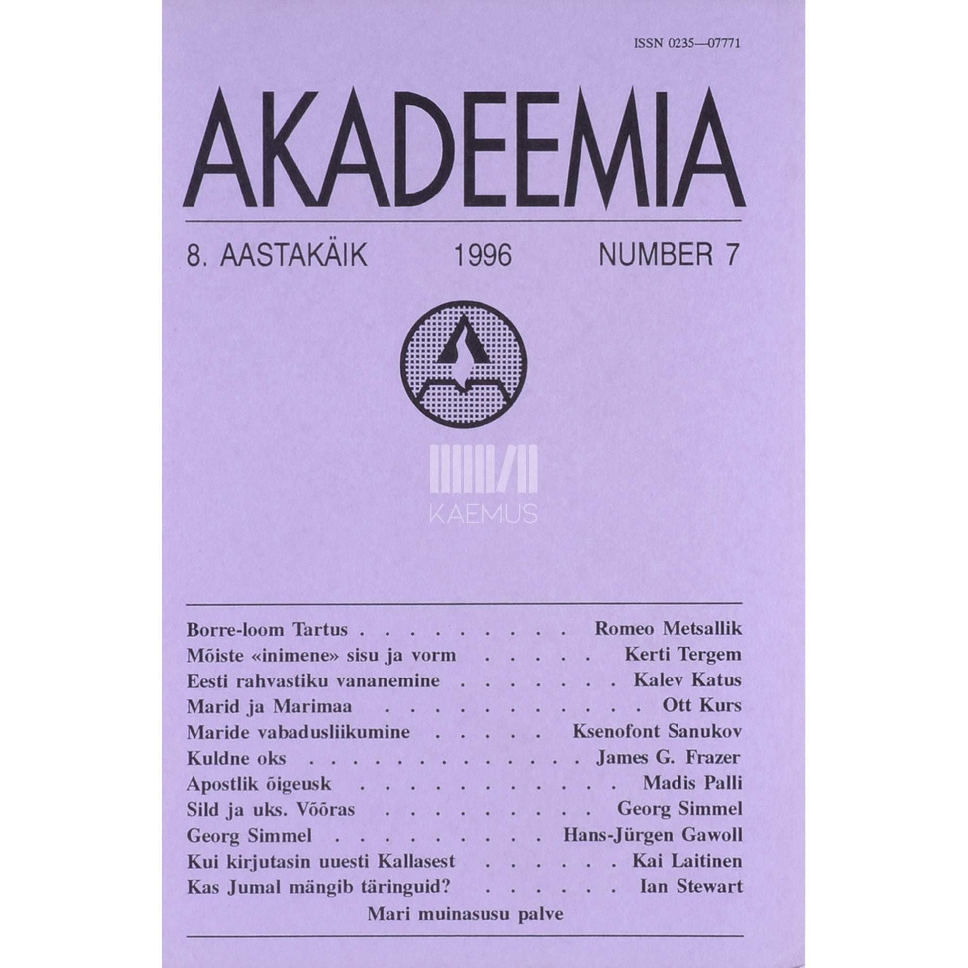 ... - Akadeemia 7/1996