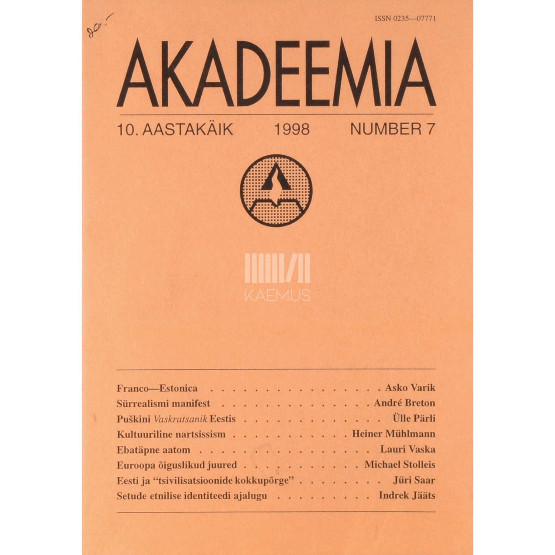 … - Akadeemia 7/1998
