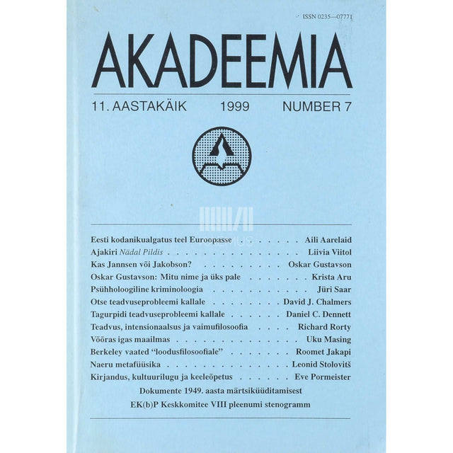 … - Akadeemia 7/1999
