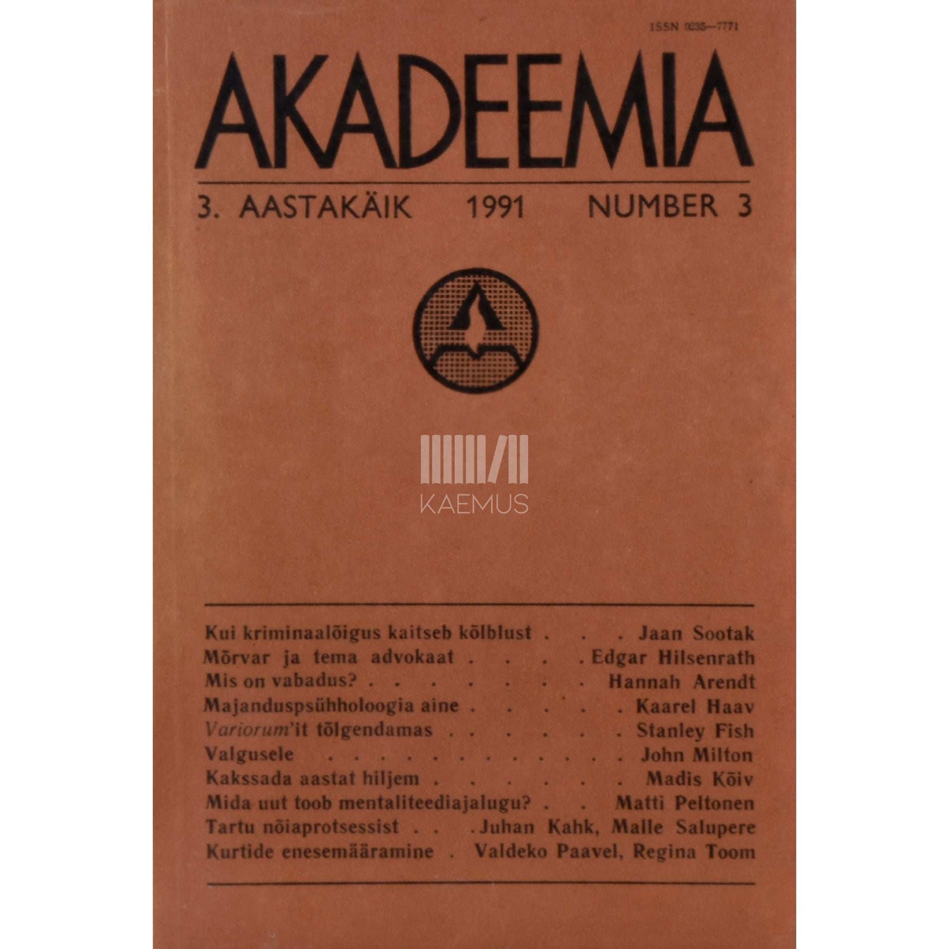 … - Akadeemia 3/1991