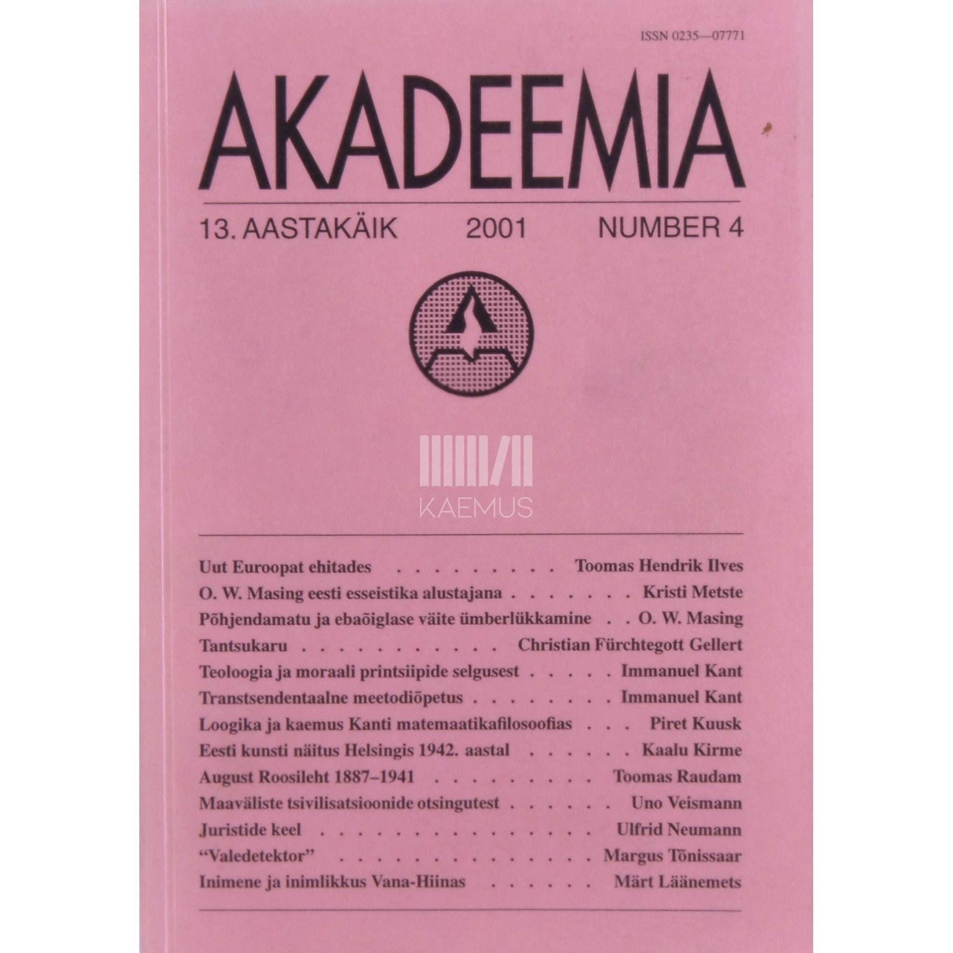 … - Akadeemia 4/2001