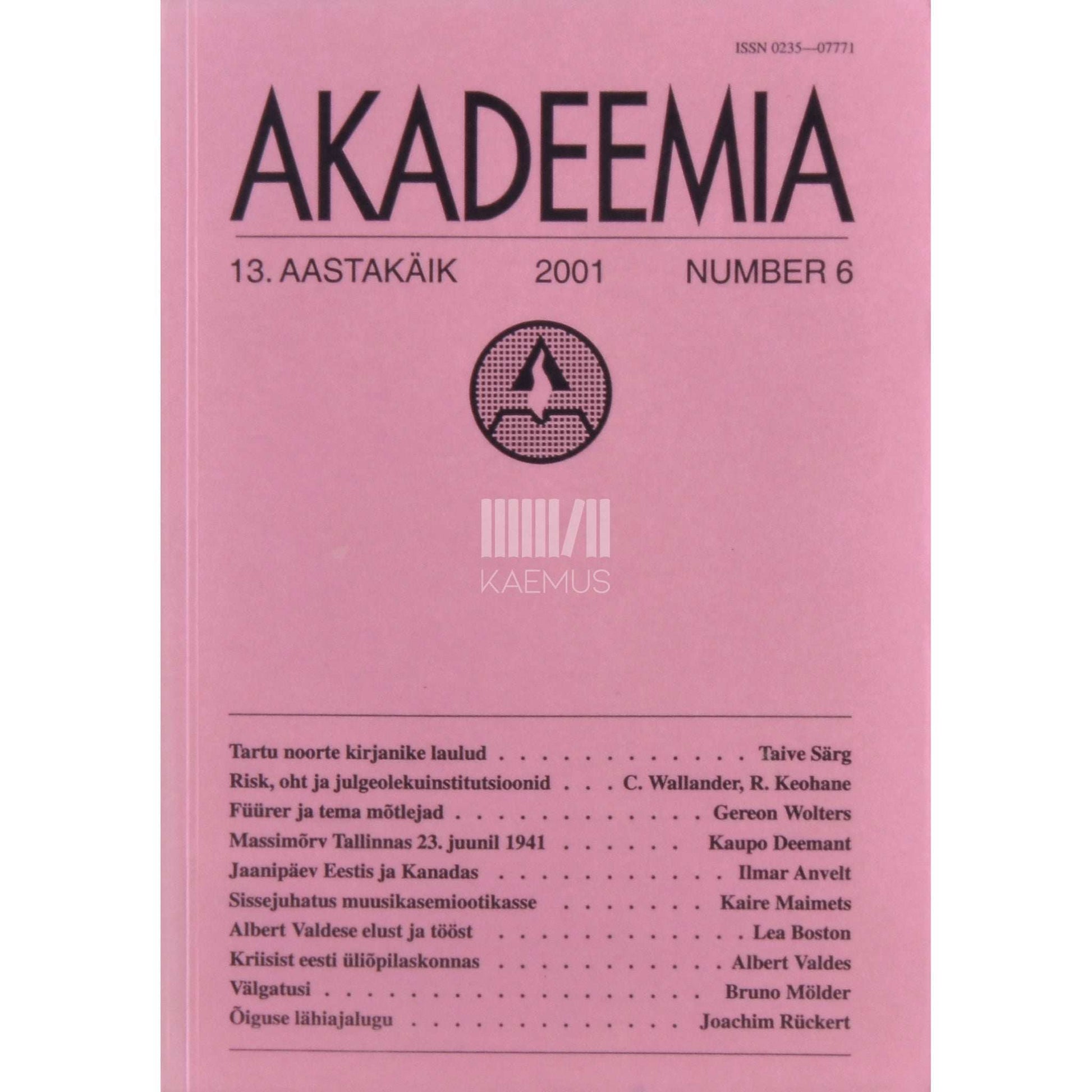 … - Akadeemia 6/2001