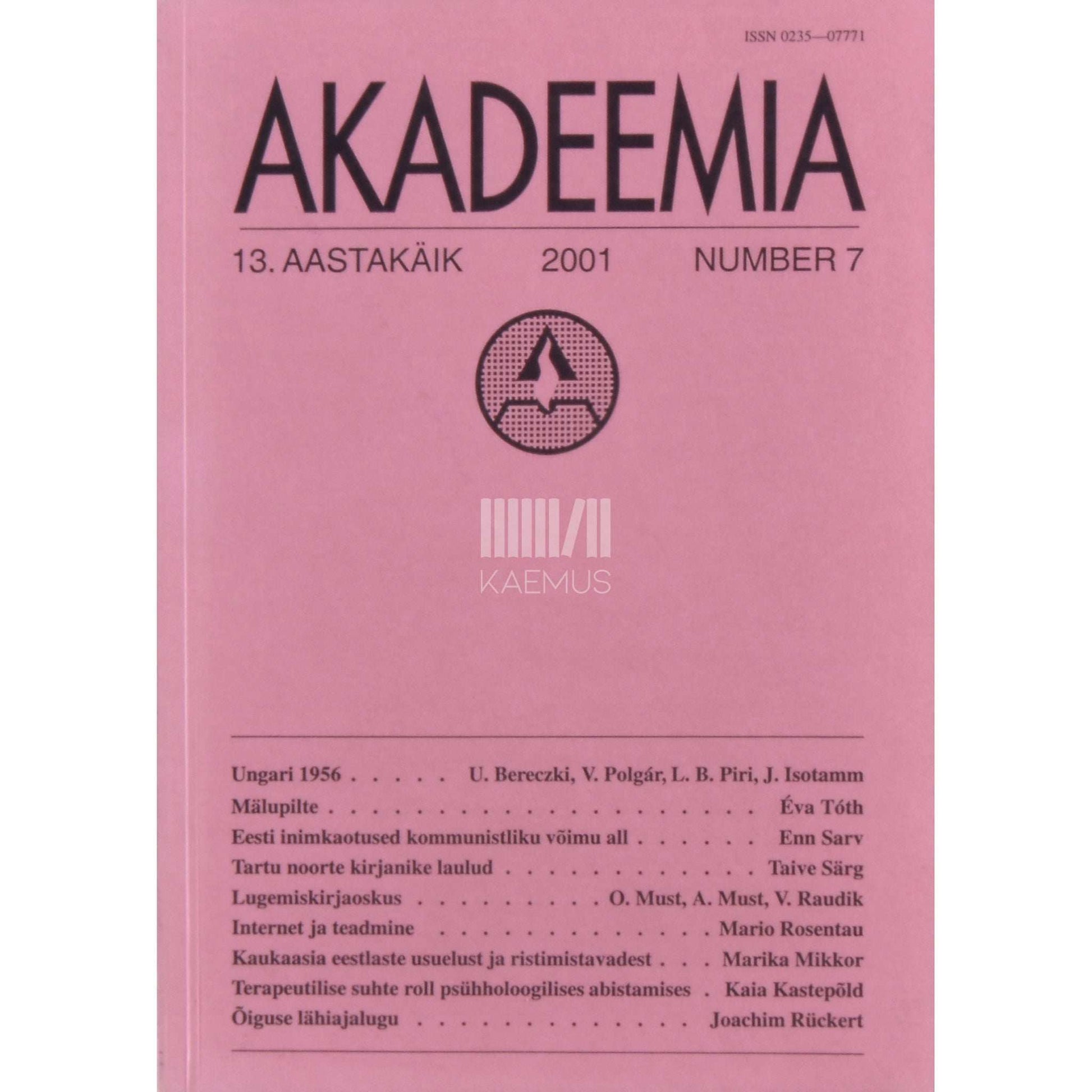 … - Akadeemia 7/2001