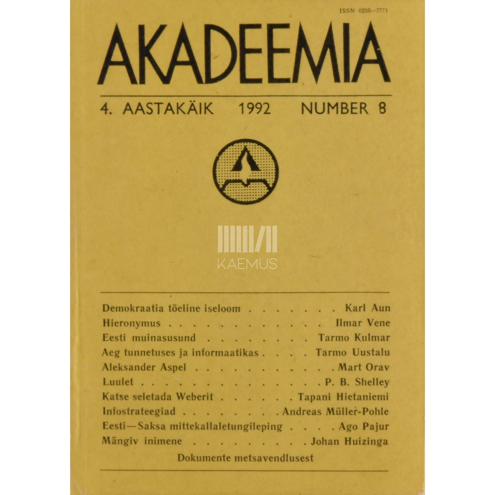 … - Akadeemia 8/1992