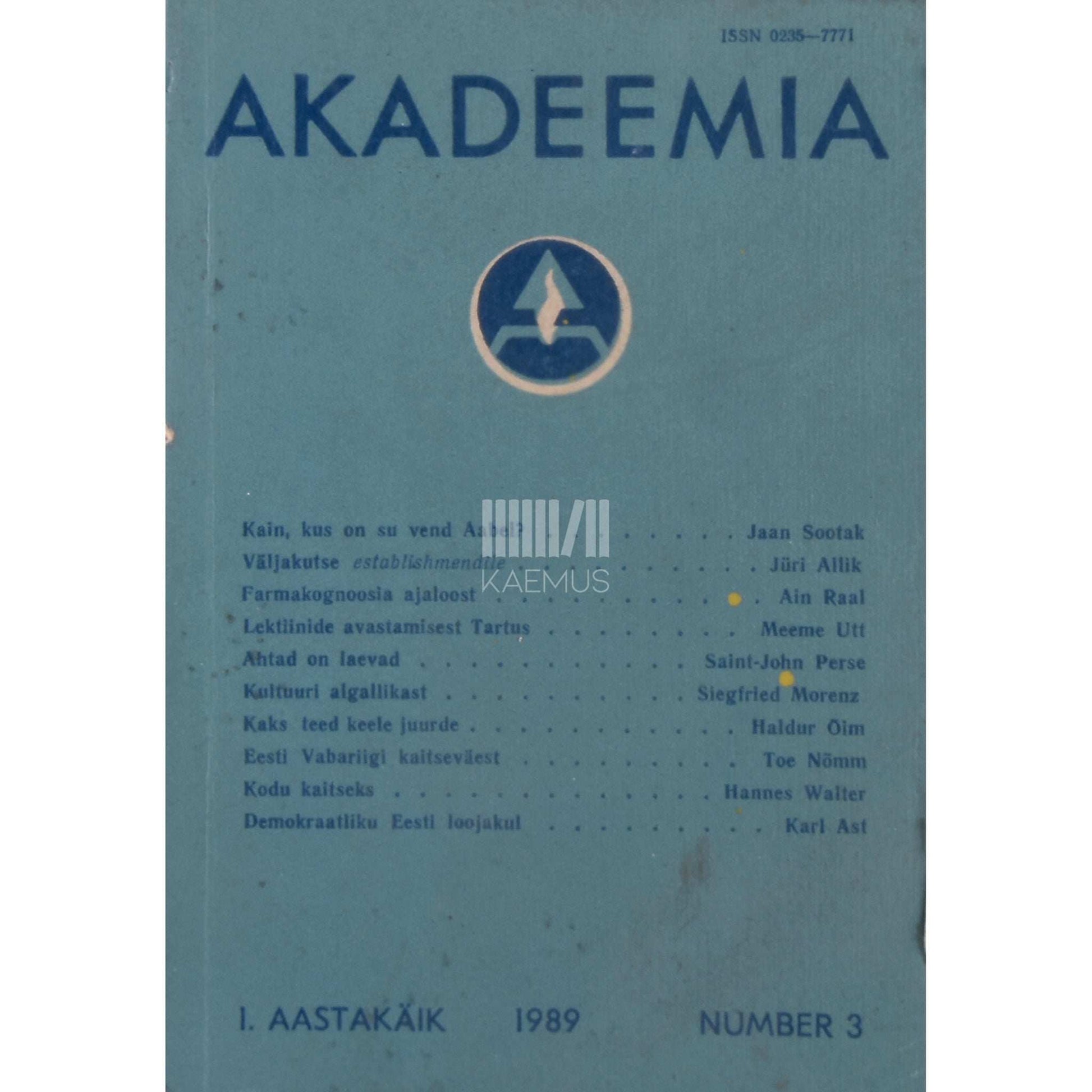 … - Akadeemia 3/1989