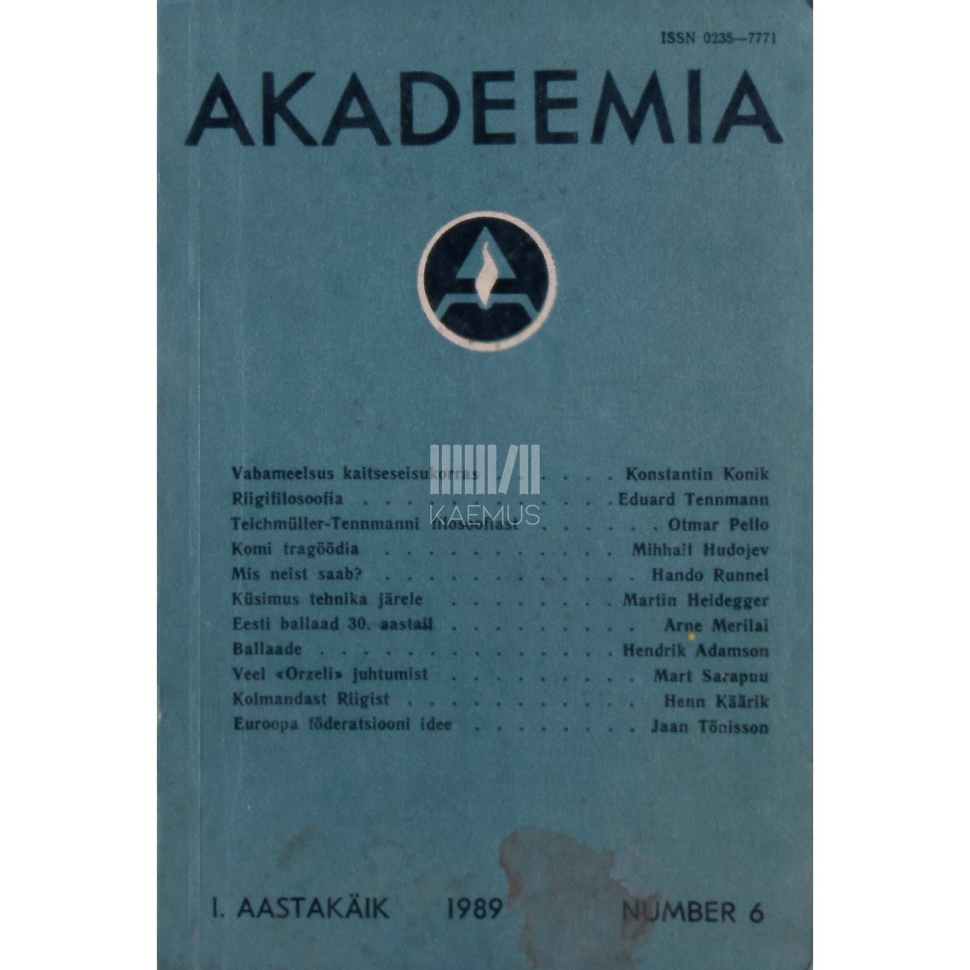 … - Akadeemia 6/1989