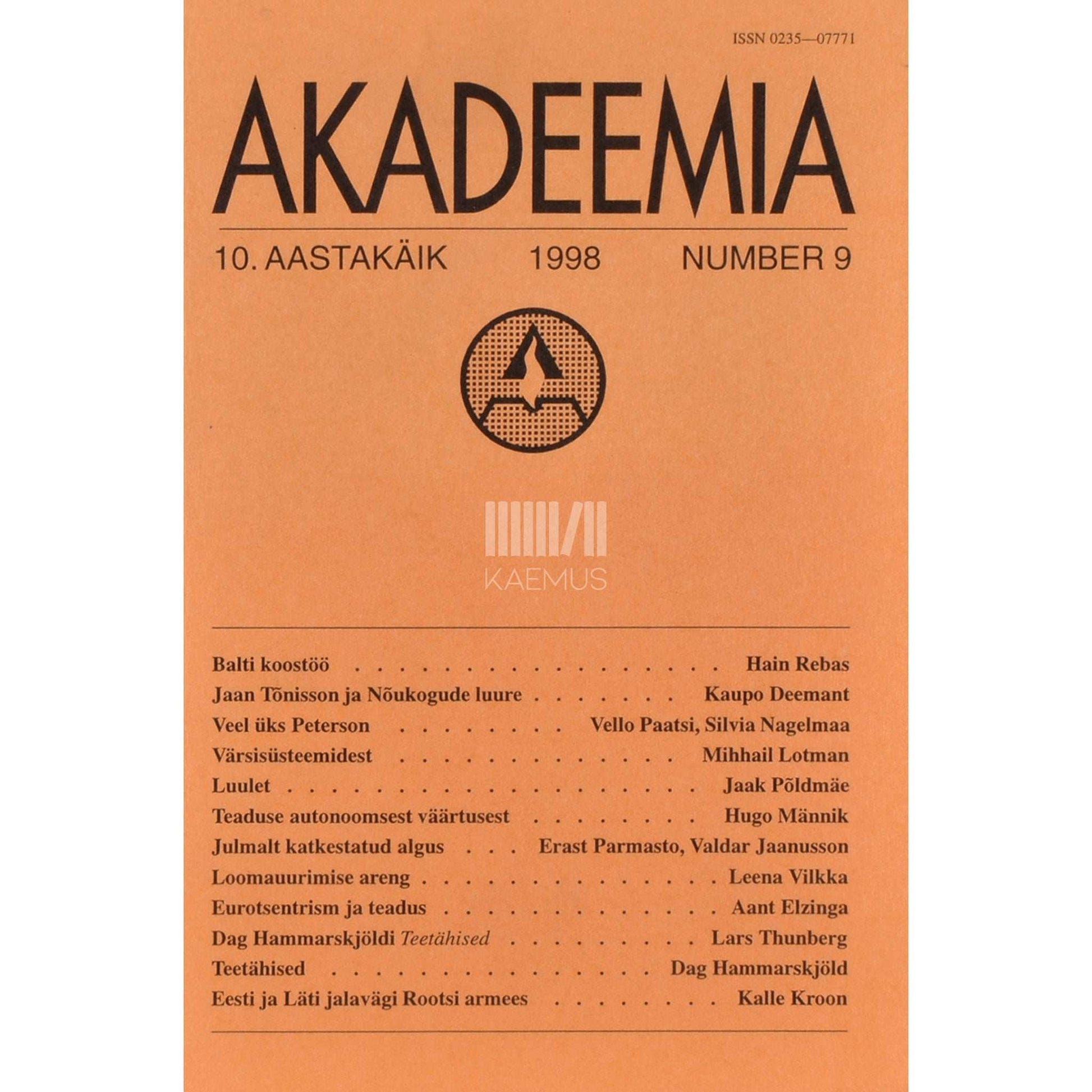 … - Akadeemia 9/1998