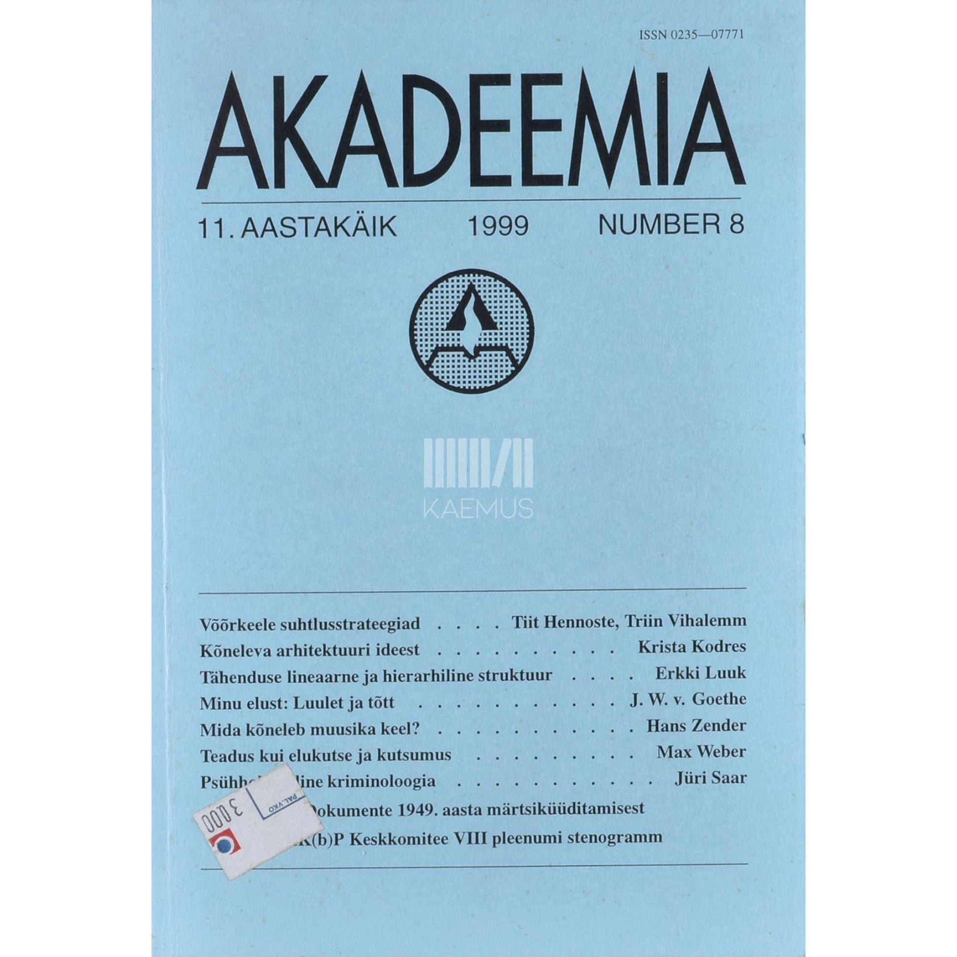 … - Akadeemia 8/1999