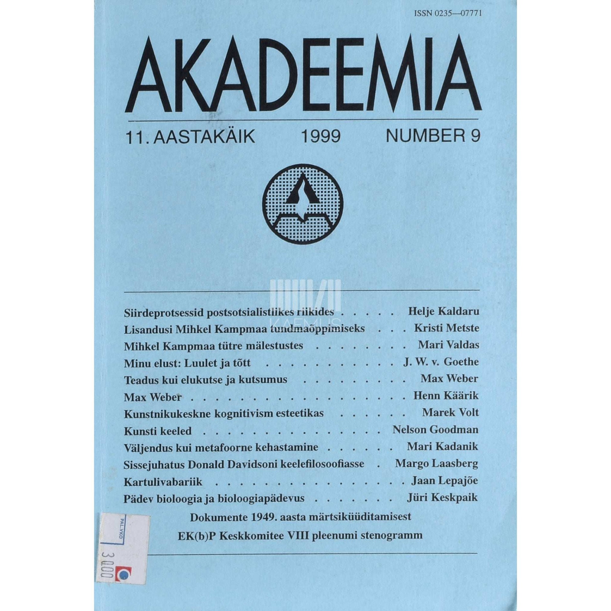 … - Akadeemia 9/1999